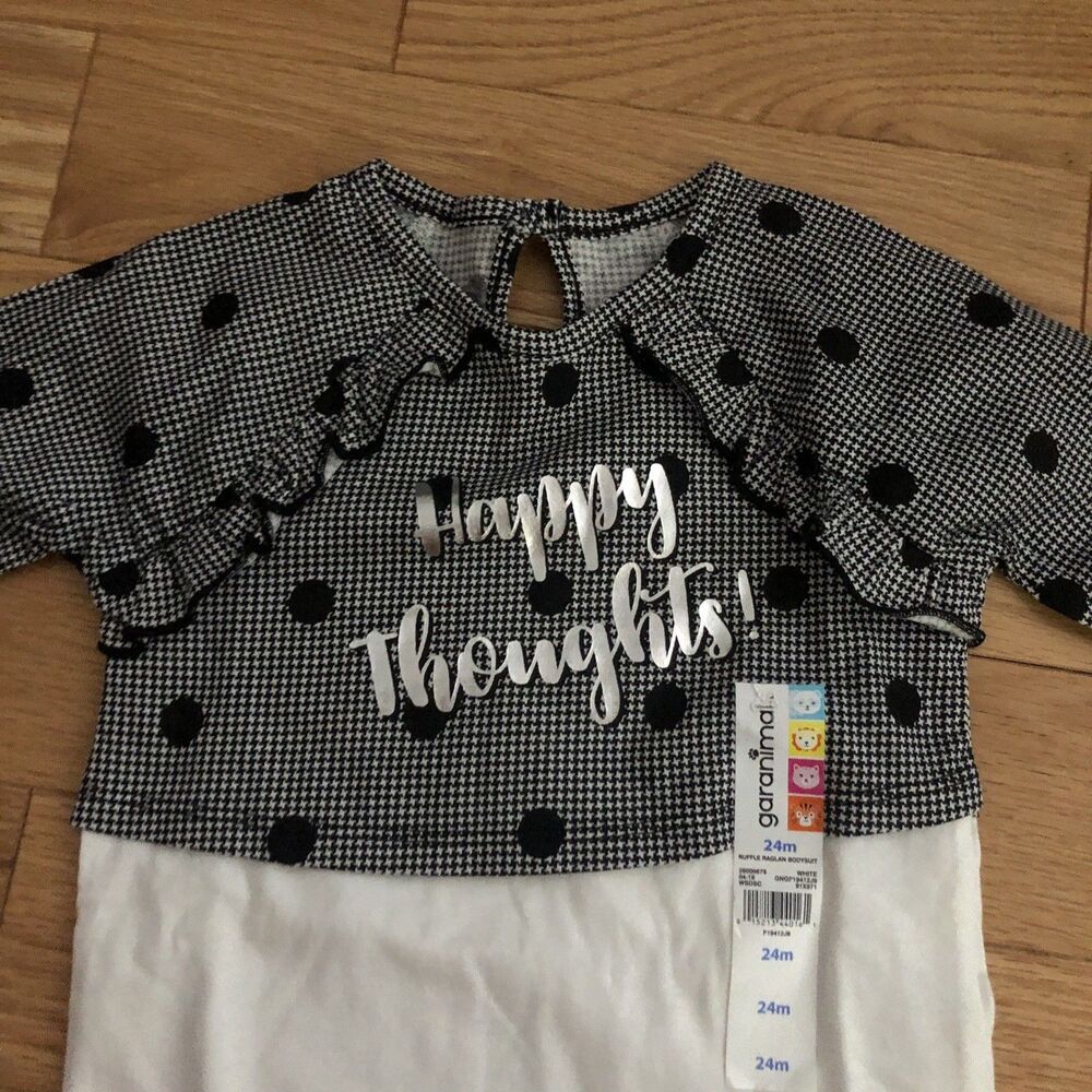 Garanimals Baby Infant Girl “Happy Thoughts” One Piece Body Suit Size 24 Months